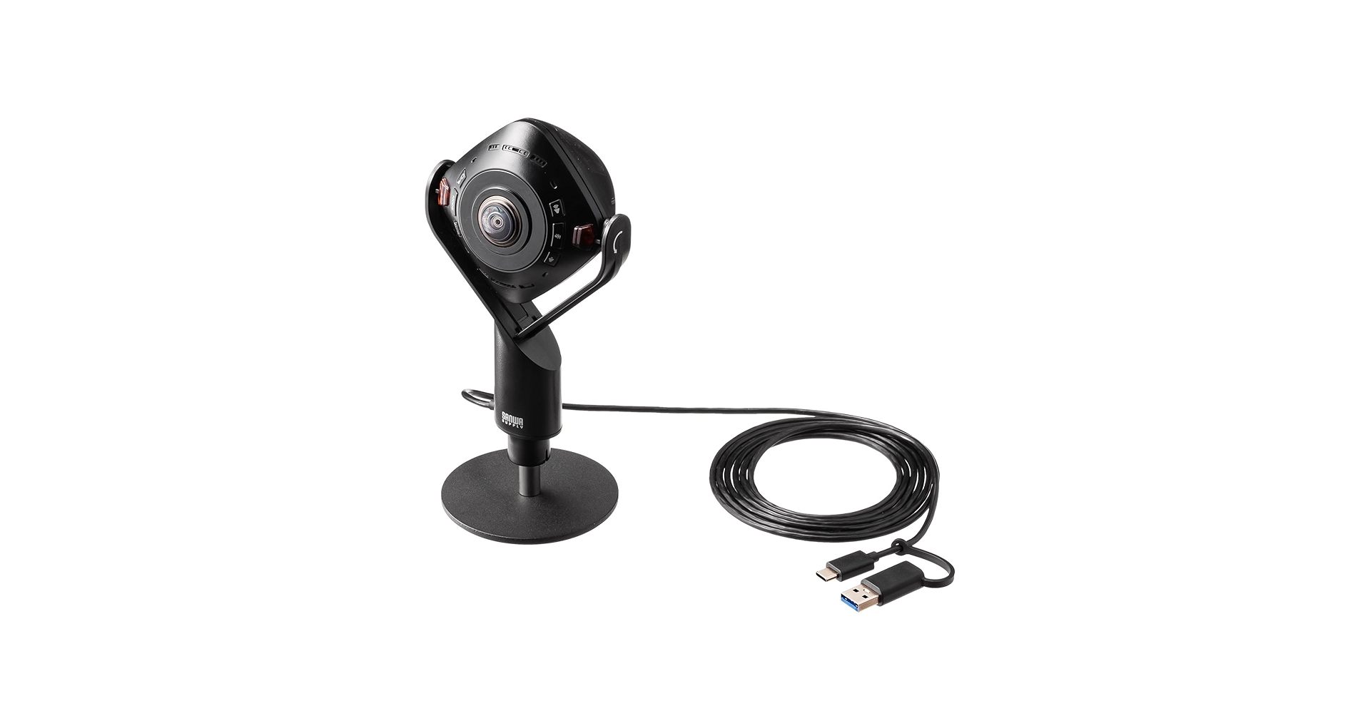 サンワサプライ 360度Webカメラ CMS-V71BK CMS-V71BK【スピーカー内蔵360度Webカメラ】1つのカメラで360
