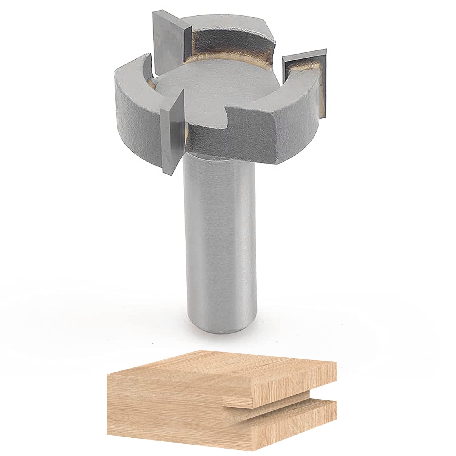 Exqutoo 1/2" Shank 1-1/2 inch Cutting Diameter, 1/2 Height T Shape CNC Spoilboard Surfacing Router Bits, Wood Milling Cutter Planing Tool for Woodworking Tool