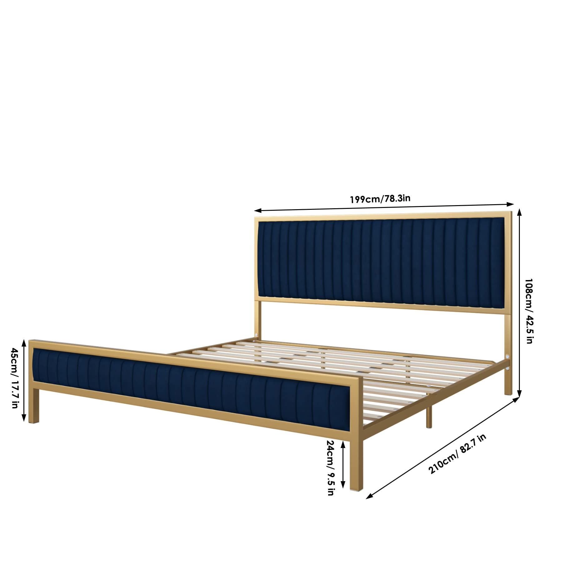 Buy HIFIT King Bed Frame with Tufted Headboard and Footboard, Heavy