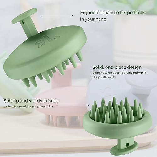 Miniatura 4 de scalpluv  Cepillo masajeador de cuero cabelludo, masajeador de cabello 3 en 1, exfoliante, promueve el crecimiento del cabello, tratamiento de