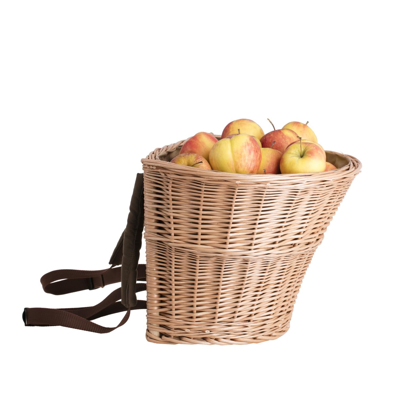 Campana de recogida de frutas y verduras, Mochila con forma de campana de mimbre con tirantes (Natural sin tapa)