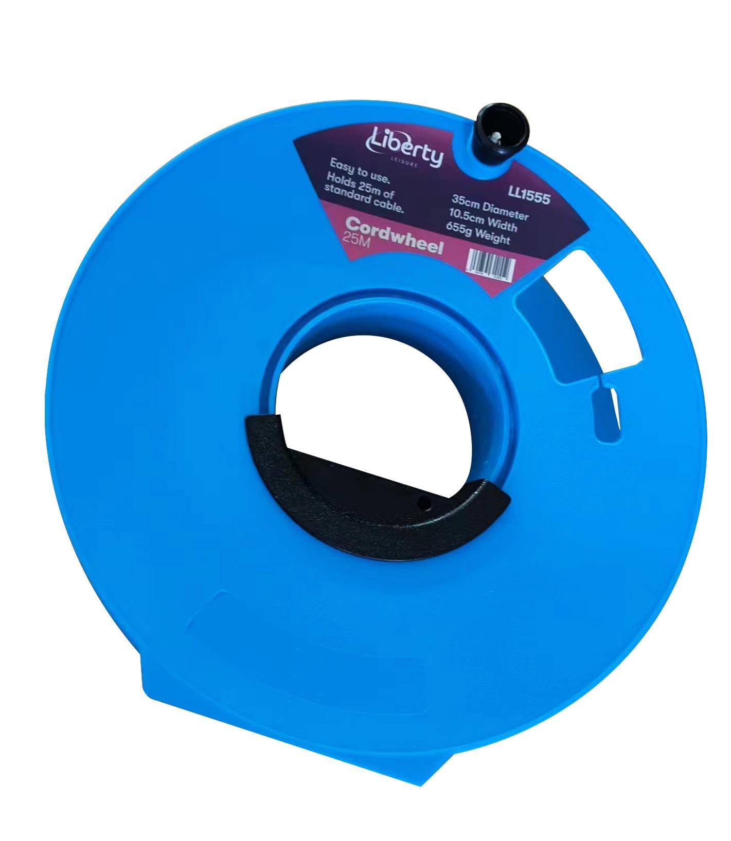 Liberty Leisure Uk Blue Liberty Leisure Cord Wheel - Cable Tidy Box & Organiser For Caravans, Motorhomes, Campervan Accessories Uk - Electric Hook Up Cable Reel - Black Extension Lead Storage Solution