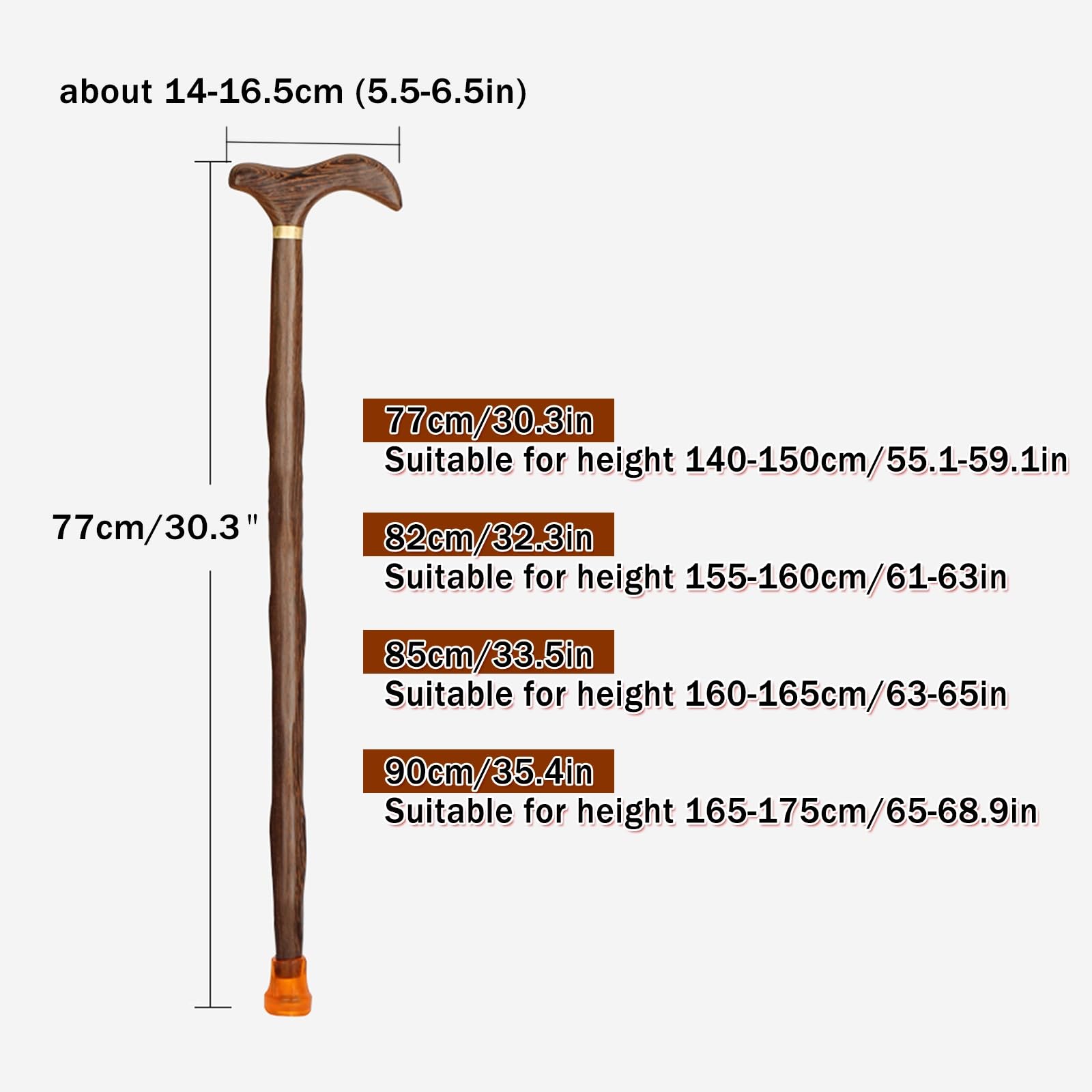 Kule dla DorosłYch, Chodzik, Laska Drewniana, Laski dla SenioróW Laska na KażDą Okazję dla Kobiet I MężCzyzn (Size : 90cm/35.4in)