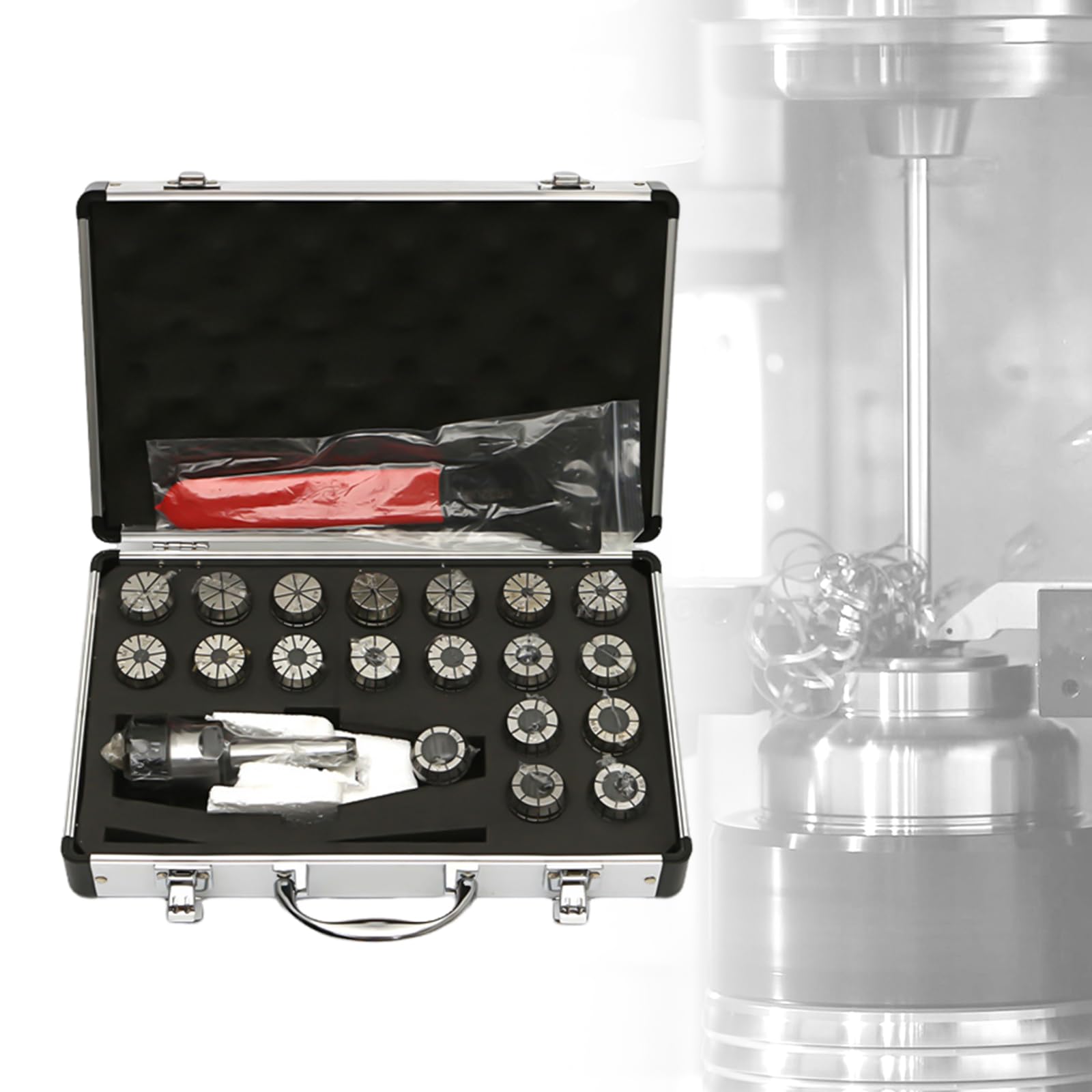 Lot De 19 Pinces De Serrage, Set De Pinces De Serrage Pour Mandrin, Avec Sac Transport ER32 Et Tige MT2 ER32 2-20mm PréCision 0.015mm En Acier Allié, Pour Fraiseuse CNC AléSage PerçAge Taraudage