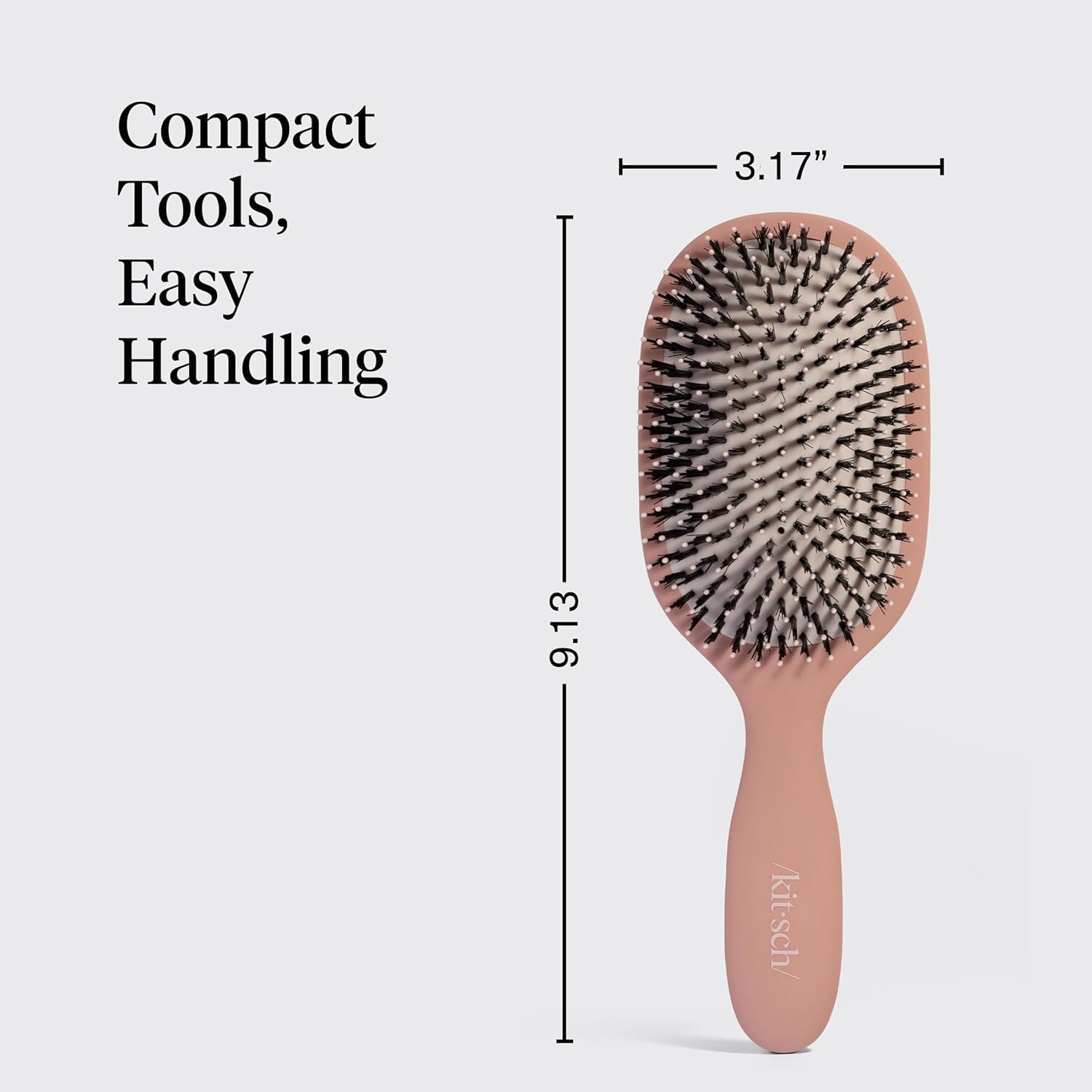 Kitsch Smooth & Polish Brush – Dual Bristle Detangler Brush, Shine & Frizz Control – Vegan Boar & Nylon Hair Brush with Cushioned Pad for Scalp Massage – Hair Care Tool for All Hair Types - Terracotta - 5