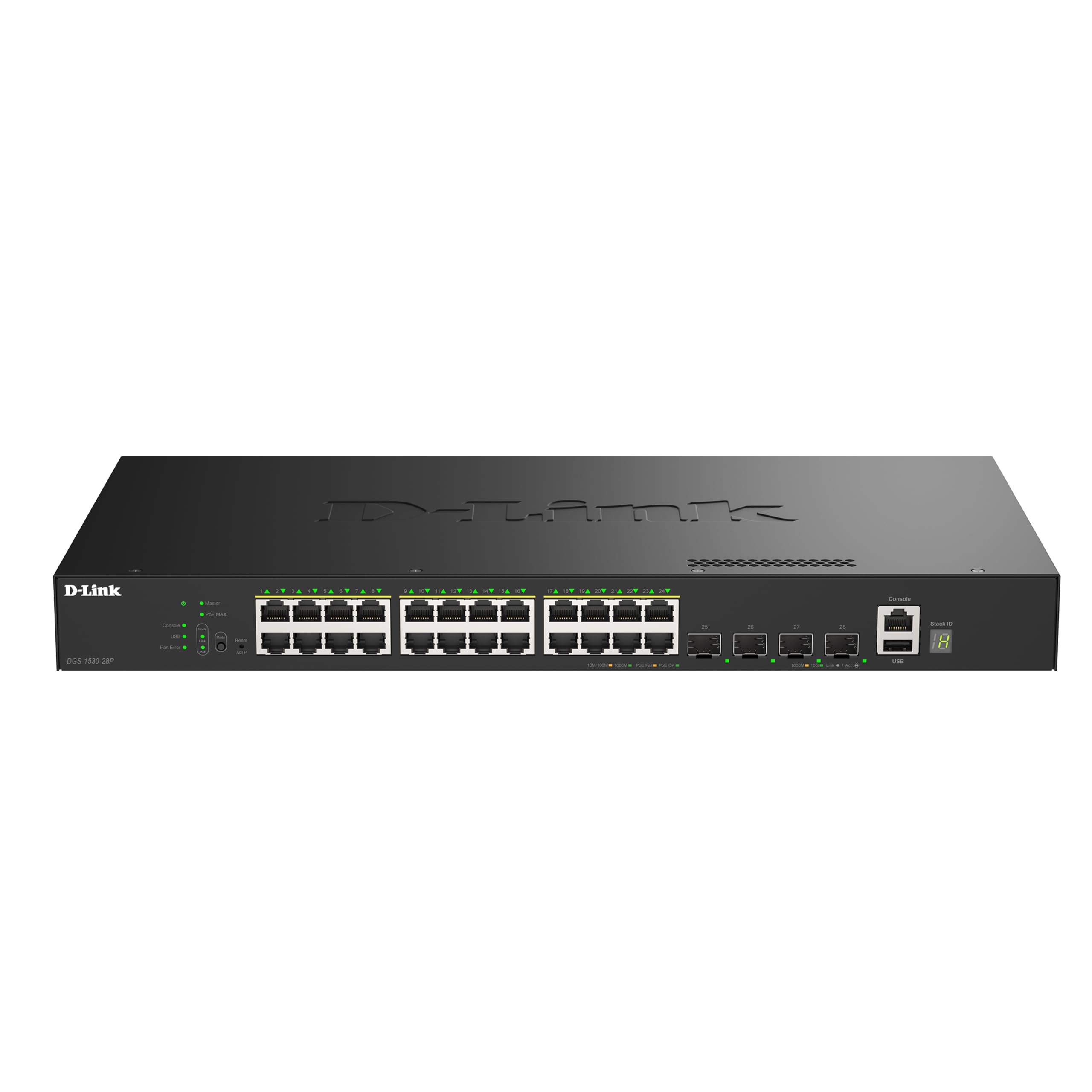 D-Link Switch gestito intelligente PoE+ impilabile Gigabit a 28 porte DGS-1530-28P con 4 porte SFP+ da 10G