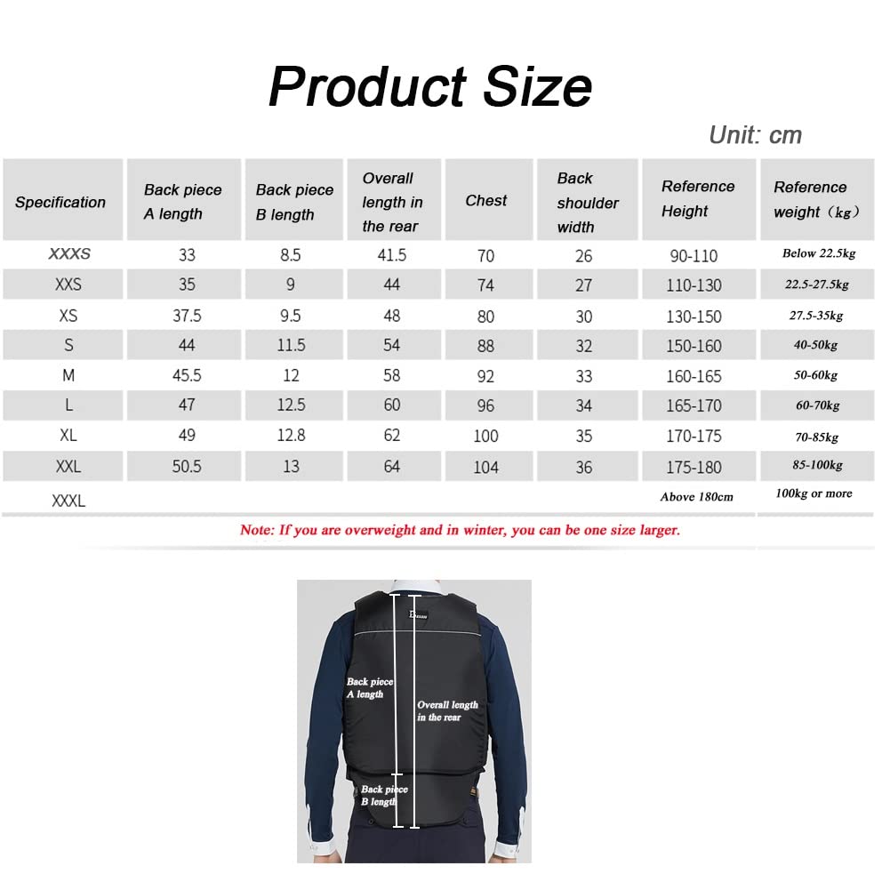 Chaleco de equitación profesional unisex, chaleco protector ecuestre de seguridad acolchado para montar a caballo, protector corporal para niños, protección para caballos para niños y adultos (negro S