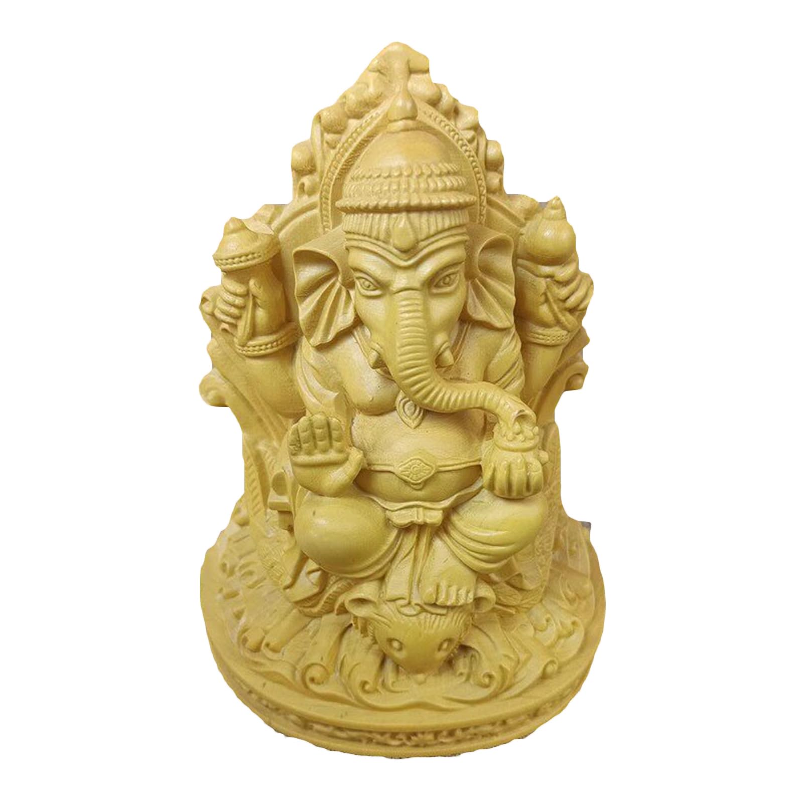 YXCQHZM Hand Carving Boxwood Buddha Statue Ganesha Buddha Figurines for Home Office Decor (yellow)