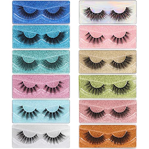 False Eyelashes 18mm Lashes Bulk 12 Styles Dramatic 3D Faux Mink Lashes Pack 12 Pairs Soft Reusable Fake Eyelashes Bulk Lashes Wholesale