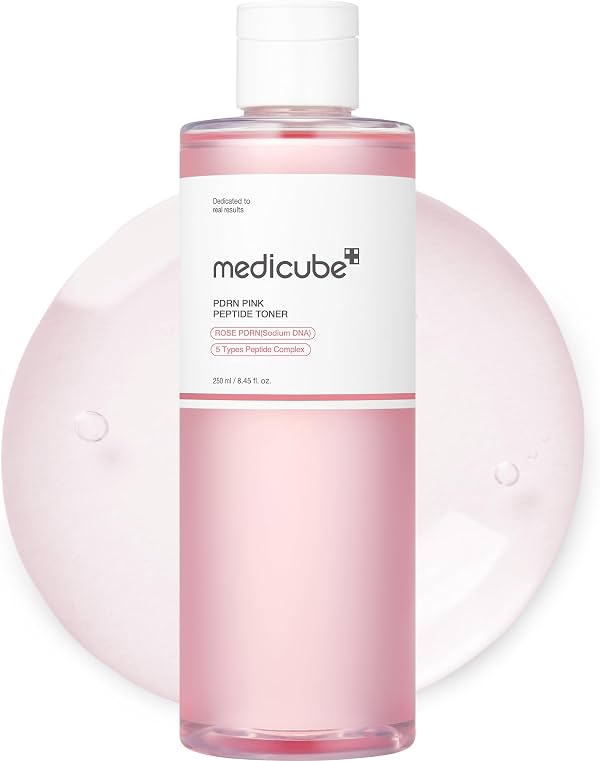 Tónico PDRN de medicube con Rosa: Tónico de Péptidos PDRN | Tónico Ligero y Acuoso con Rosa PDRN, Péptidos, Niacinamida - Para Calmar y Aliviar, Cuidado Coreano, 8.45 fl.oz Sin Fragancia, 8.45 Onzas Líquidas (Paquete de 1)