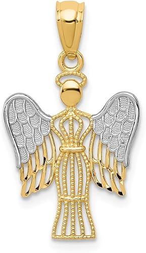 Miniatura 2 de Collar con dije de ángel de oro amarillo de 14 quilates joyería fina religiosa para mujer regalos para ella Piedra