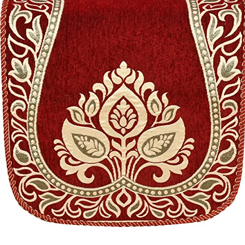 Image of Velvet Sofa Cover with Arm Covers Set of 5 Seater - Premium Sofa Covers 3 Seater and 2 Seater Full Cover Set for Couch Seat - Heavy Fabric Sofa Slip Back Protector, 2701 Maroon