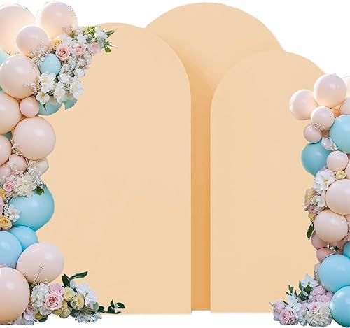 Miniatura 7 de Cubierta para Arco de Boda (7.2 pies, 6.6 pies, 6 pies) Juego de 3 Cubiertas de Telón de Fondo de Arco de Spándex para Fiesta de Cumpleaños, Baby