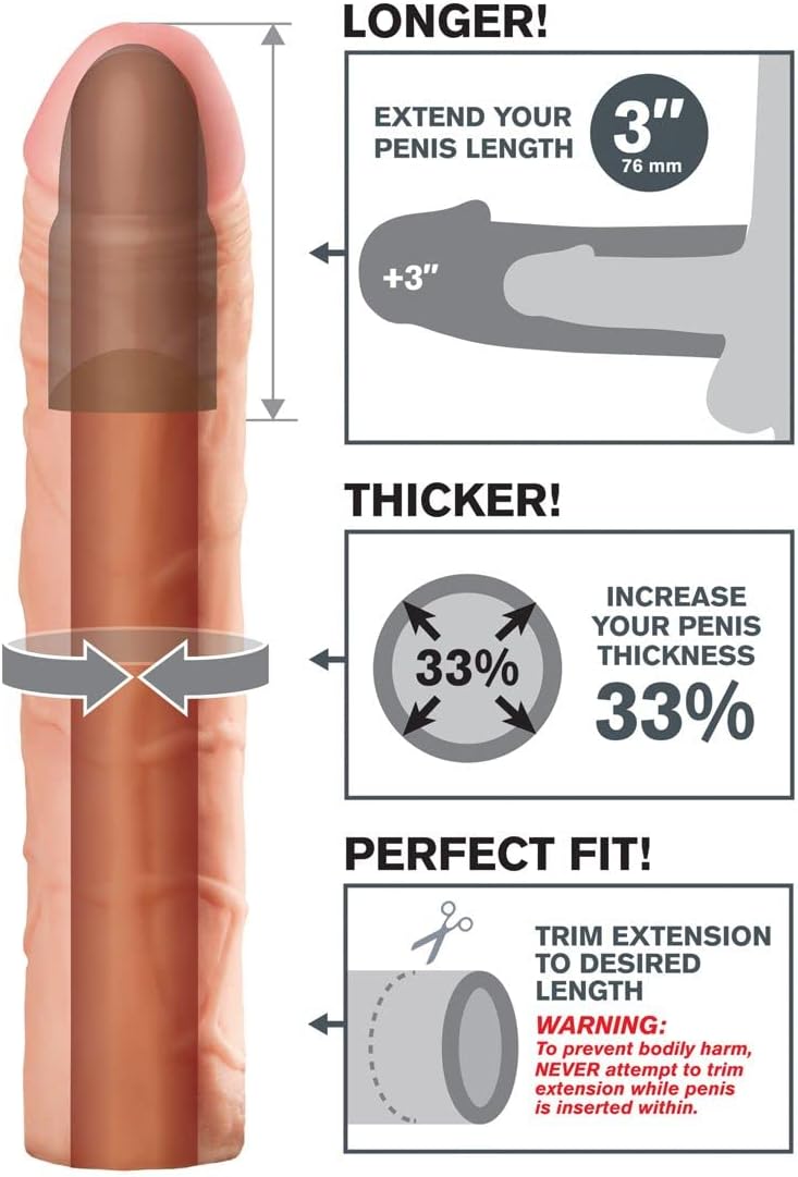 Pipedream Fantasy Perfect X-Tensions, Flesh, 3 Inch