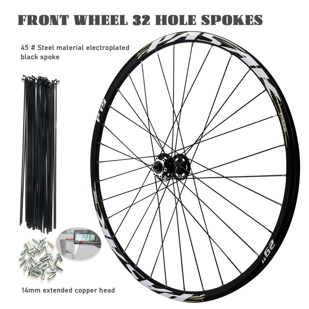 Juego de ruedas para bicicleta de montaña de 26/27,5/29 pulgadas, llanta delantera y trasera de aleación de aluminio de doble pared con 32 radios y buje con rodamientos sellados para 7-12 velocidades