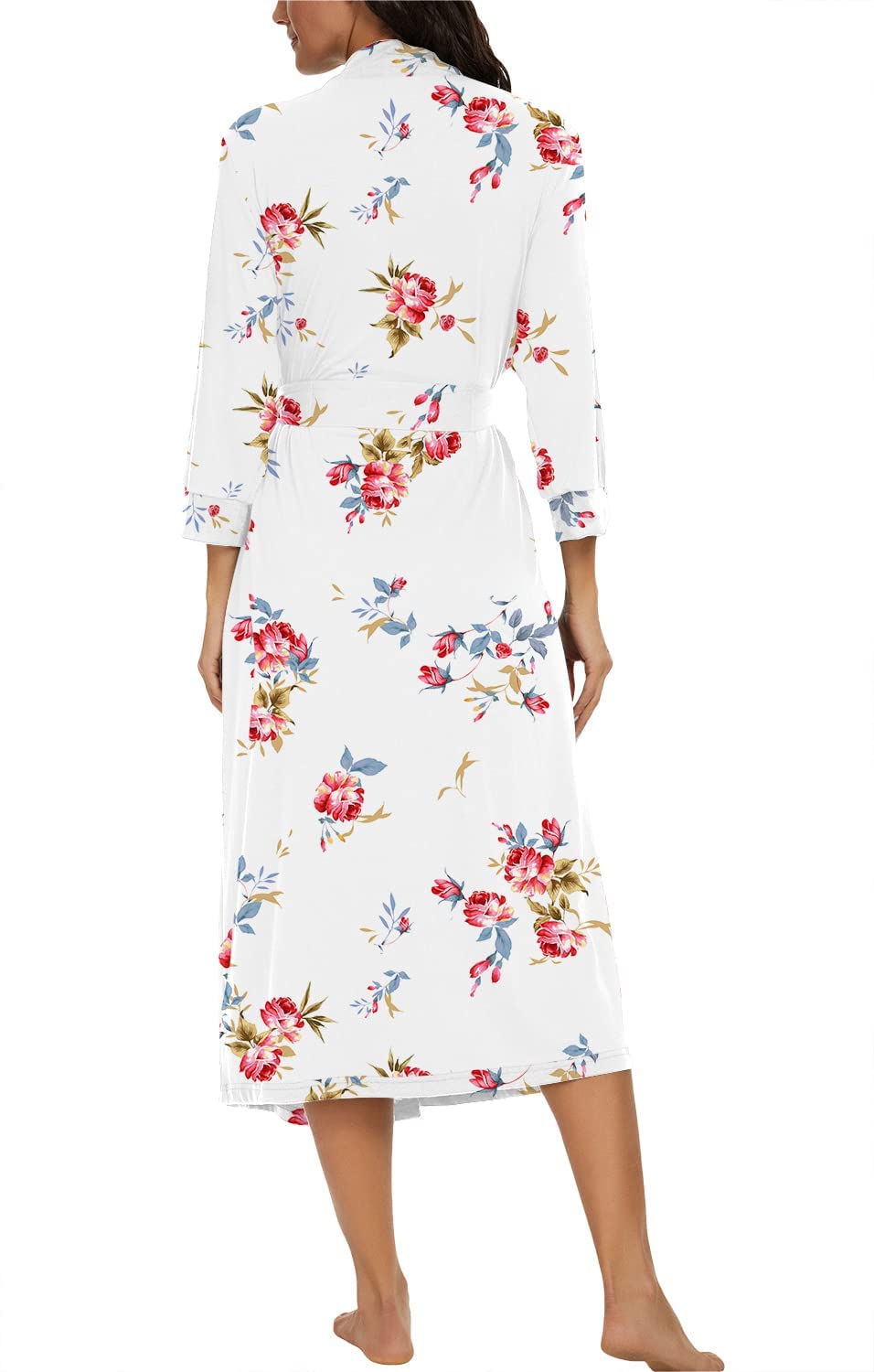 PrinStory Accappatoio da Donna Leggero con Maniche a 3/4, con Scollo a V, Kimono