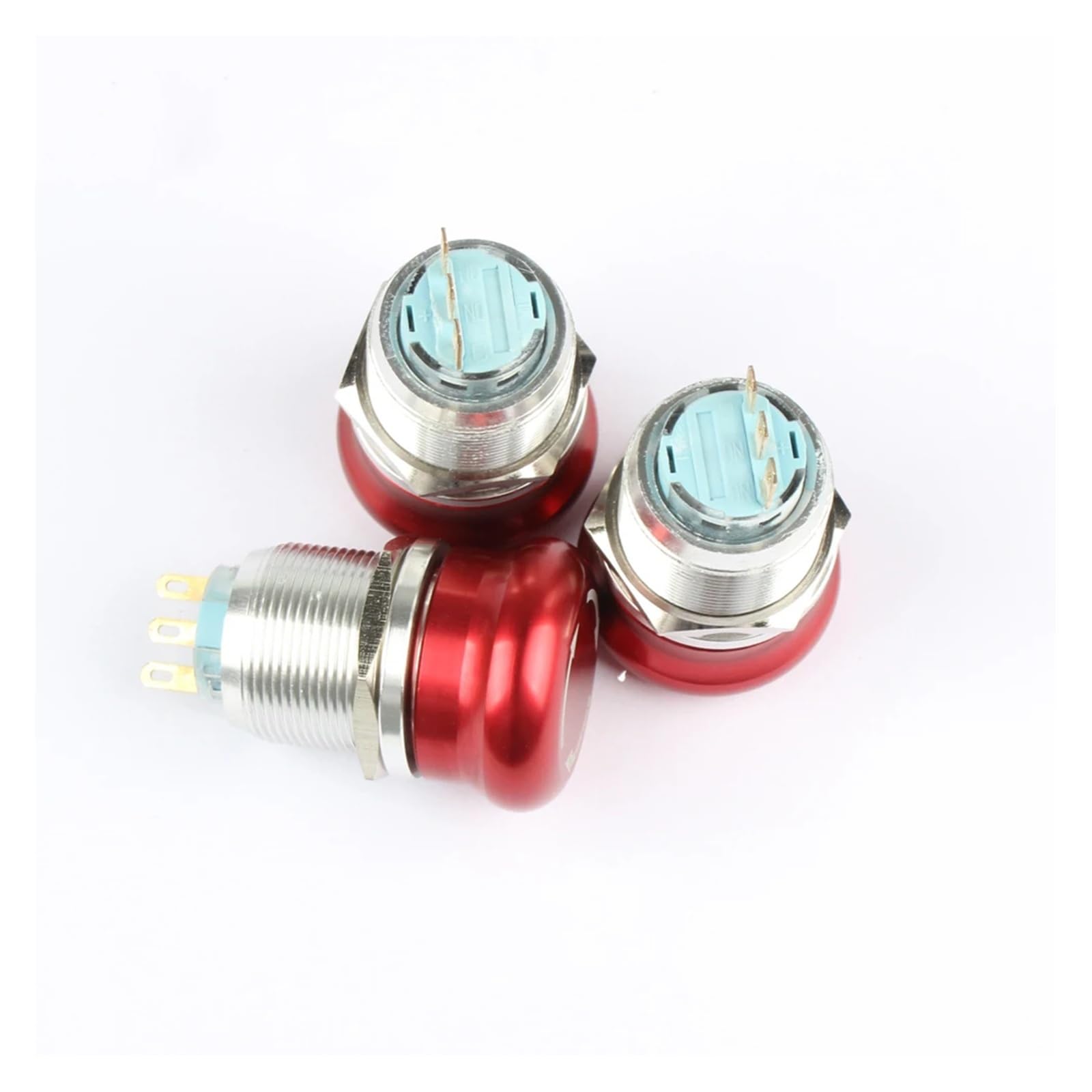 Botón Interruptor de Emergencia, Botón de Seta de Bloqueo de Parada de Emergencia de Aluminio NO NC 2NO 2NC Pin Terminal 16/19/22mm(No Stop Mark,16MM)