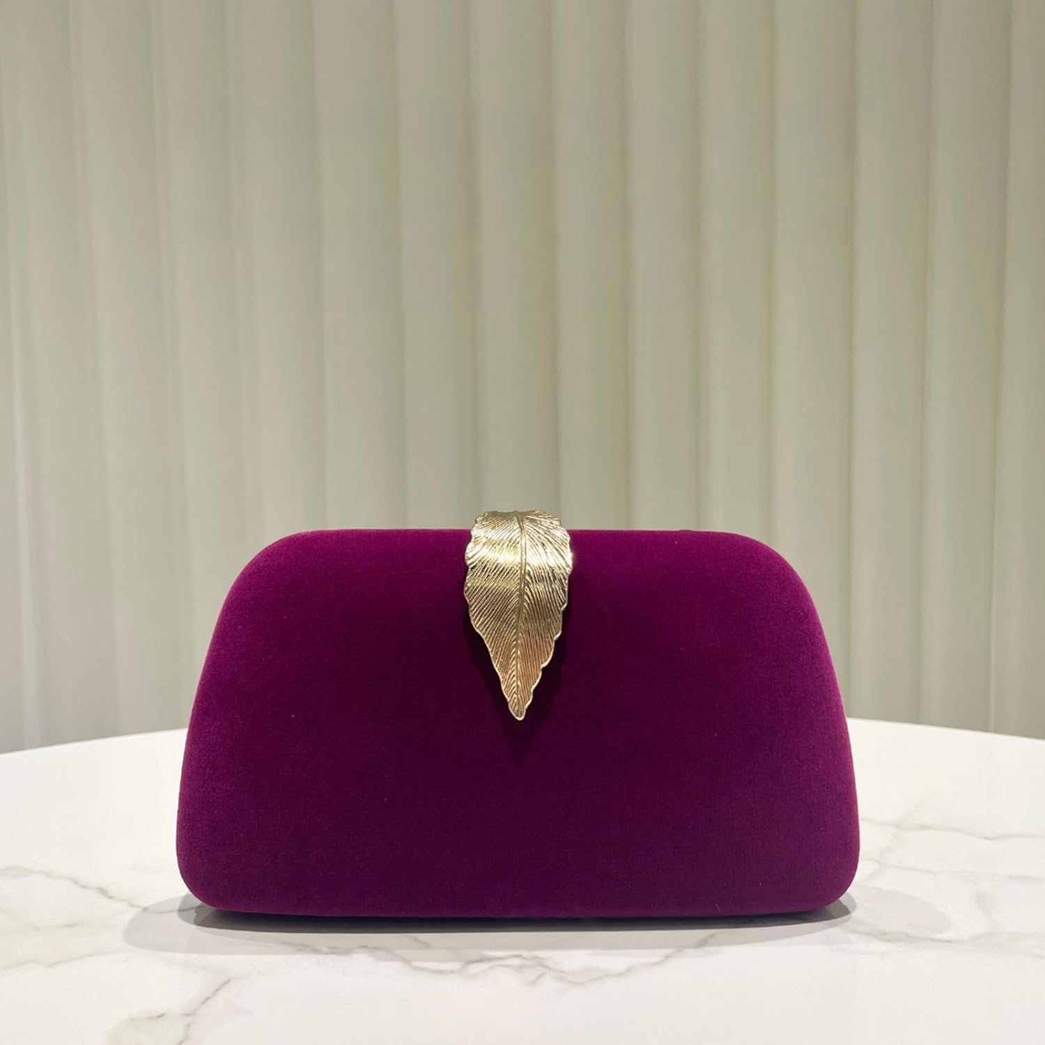 Evening Bag, Women Handbag, Banquet Bag, Dinner Clutch With Metallic Leaves Clasp