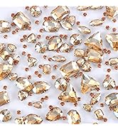 Sew on Rhinestones, 148PCS Mixed Shapes Sewing Glass Crystal Gems Metal Flatback Claw Rinestones ...