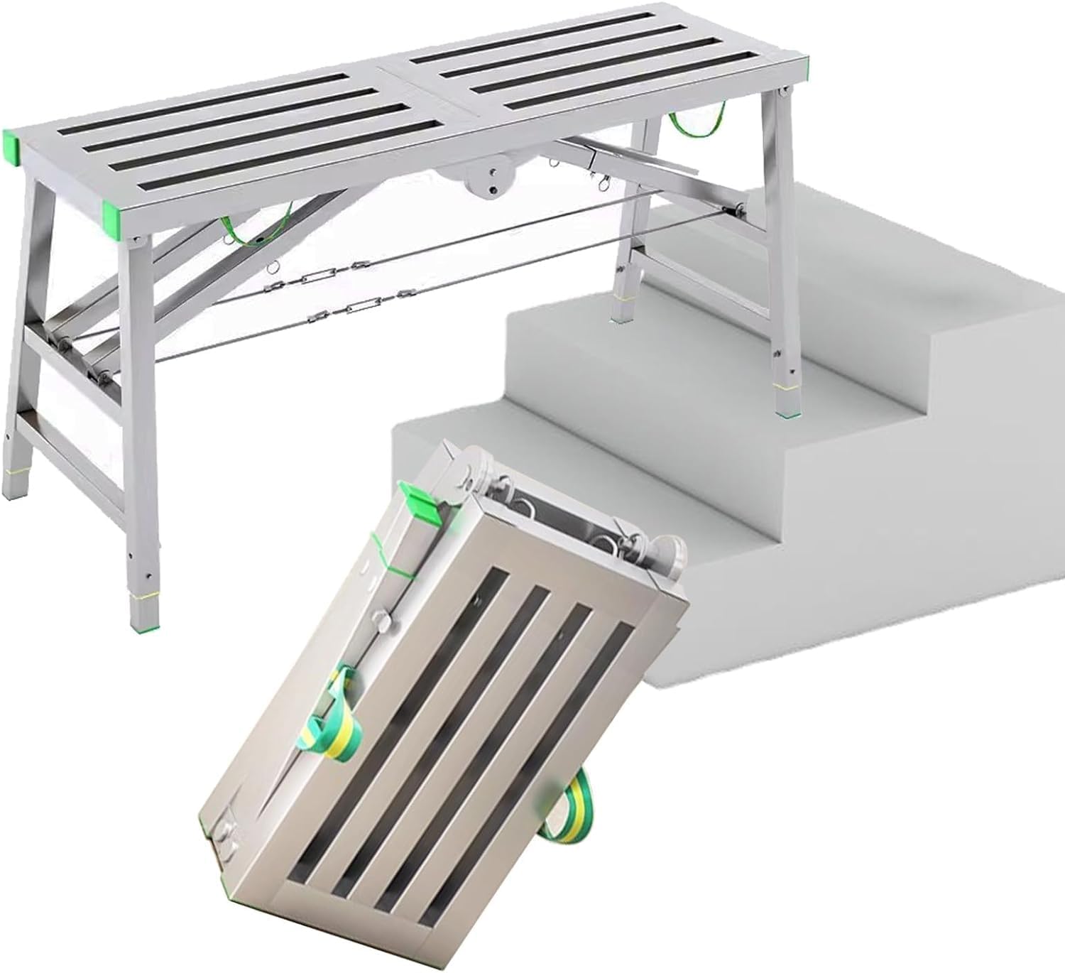 Multipurpose Work Platform Scaffold Tower with 5 Gear Adjustable Height Folding Scaffolding Equipment for Home Improvement