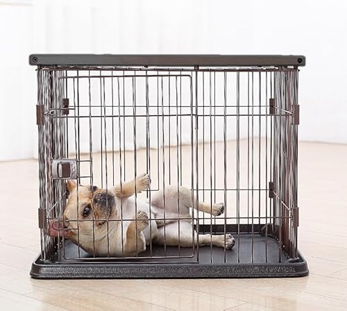 N&S犬 サークル ウッディサークル ブラウン・ブラック ウッディケージ 屋根付き トレー付き インテリアケージ 木製 超小型犬〜小型犬用 幅72×奥行56×高63cm D10055-M (ブラウン, M(72×56×63cm))