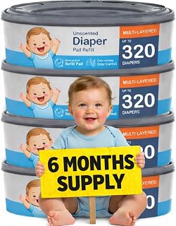 Compatible with Diaper Genie Pails, 4-Pack, 1280 count