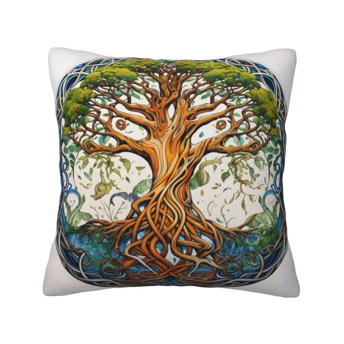 Kissenbezug 80x80 cm 2 Stück Kissenbezüge Samt Dekokissen Baum Sofakissen Kissenhülle Zierkissenbezüge Couch Kissen Baum Des Lebens Weich Kissen mit Bezug für Sofa Auto Patio Garten Zimmer Deko -TR239