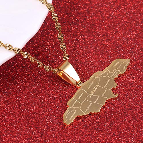 BR Gold Jewelry Stainless Steel Map of Jamaica With City Pendant Necklaces for Women3