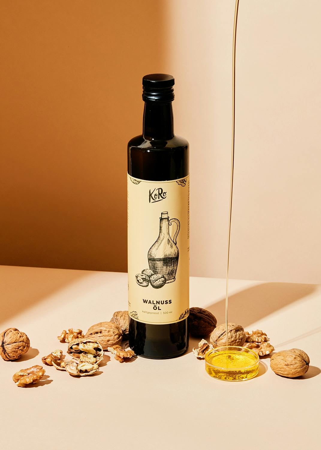 KoRo - Olio di noce bio 500 ml - Vegetale e spremuto a freddo da 100% noci bio