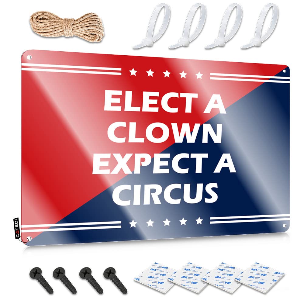 Sarcastic Wall Decor Office Metal Sign Funny No Trespassing Flat Print Tin Art : Pagan Witch & - Elect A Clown Expect Circus