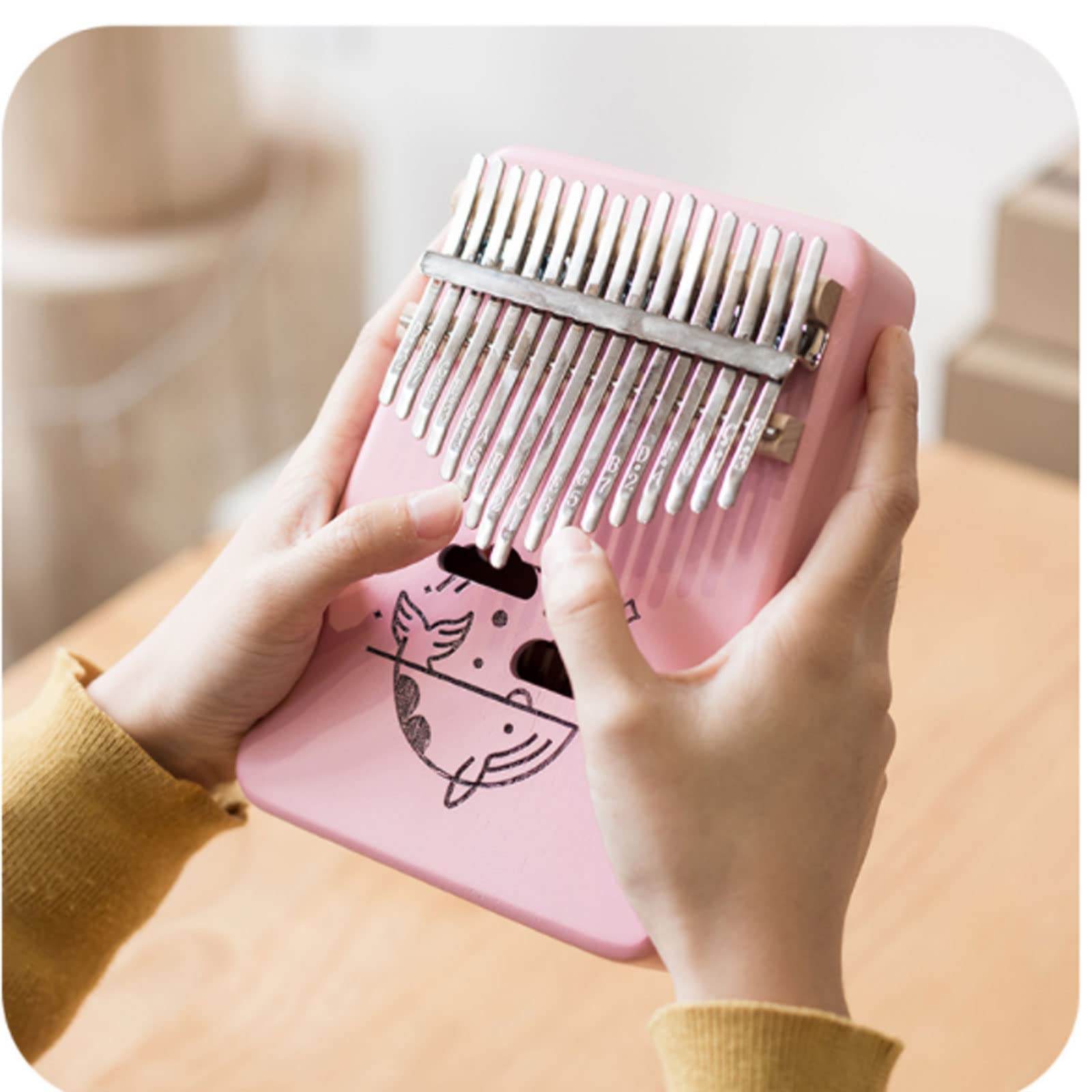 Exquisiter Klang Daumenklavier, Fingerklavier, süße rosa Serie, 17 Töne, Starter-Fingerklavier, tragbare Musikelemente, klein und tragbar Einfach zu Spielen