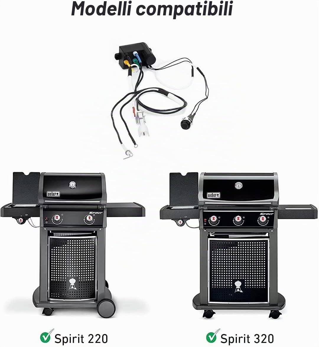 onlyfire Kit di Accensione Elettronico di Ricambio per Griglie a Gas Weber Spirit 220 e 320 (con Pannelli di Controllo Montati Frontalmente)