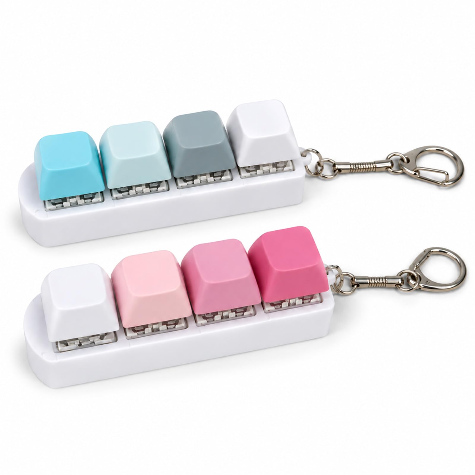 2Pcs Keyboard Fidget Toy, Portable Fidget Clicker Keyring for Decompression