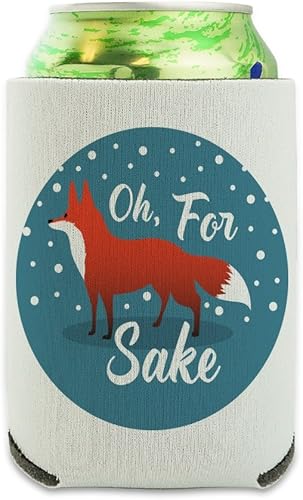 Oh For Fox Sake - Enfriador de latas divertido en verde azulado - Funda aislante plegable para bebidas - Soporte aislado para bebidas