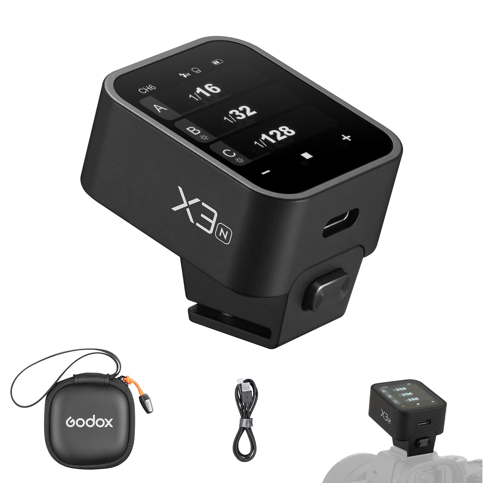 Godox X3-N X3N Wireless Flash Trigger Déclencheur de Flash sans Fil pour Appareil Nikon OLED Fonction sans Fil 1/8000S HSS TTL Tcm Batterie Remote Camera Flash Trigger pour Nikon