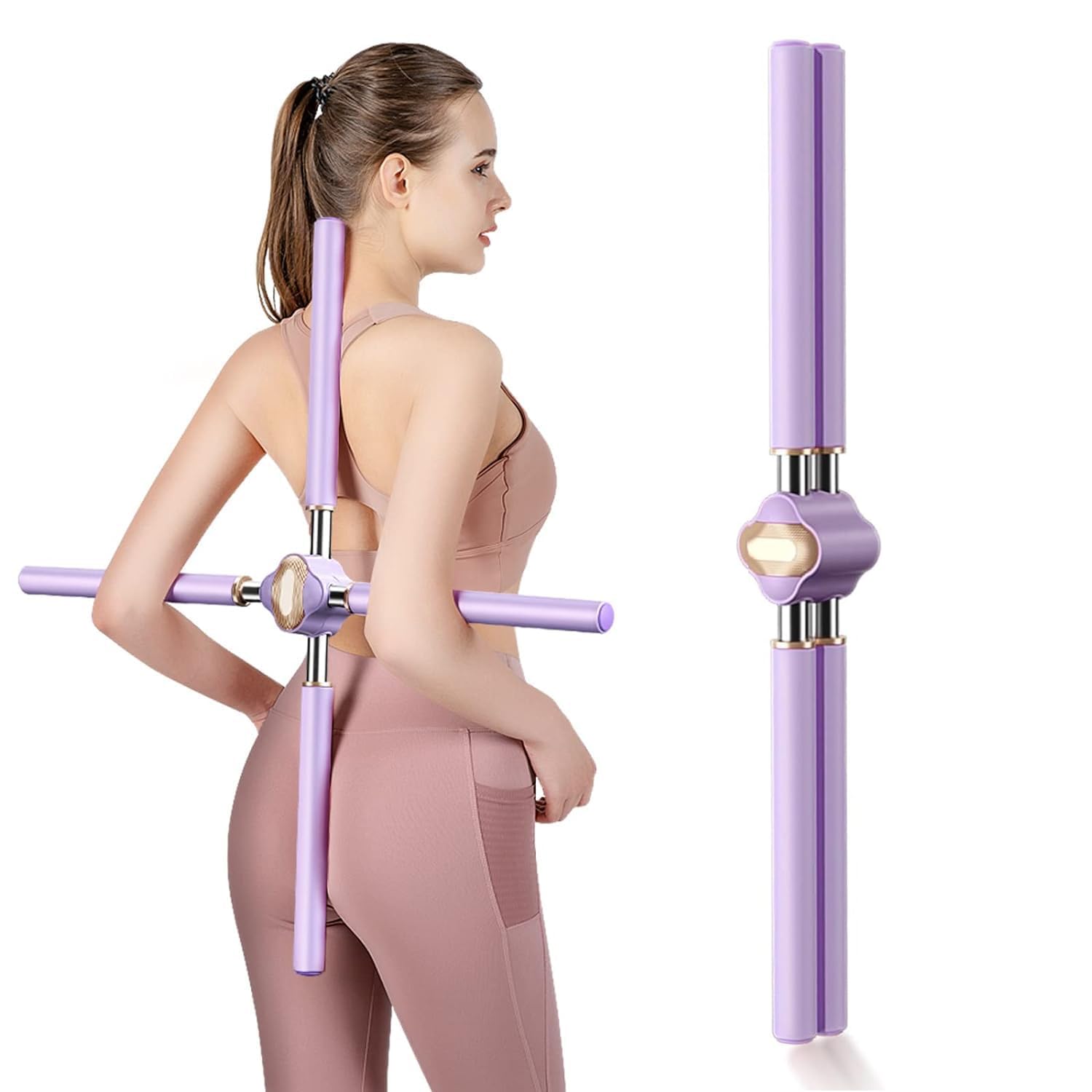 KOWVOWZ Yoga Sticks Stretching Tool, Hunchback Corrector, Open Shoulder Open Back Durable Gymnasts Body Shaping, Retractable Design Back Brace Posture Corrector for Adult and Child