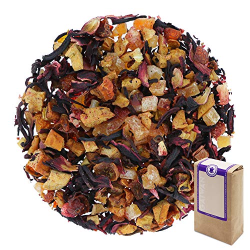 Núm. 1385: Té de frutas "Luna roja" - hojas sueltas - 500 g - GAIWAN® GERMANY - manzana, piezas de papaya endulzadas, hibisco, rosa mosqueta, fresas y zarzamoras