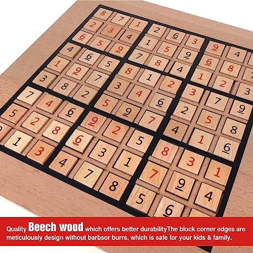 GOTHINK Conjunto de quebra-cabeça de sudoku de madeira, desafie sua mente com o quadro de sudoku, in