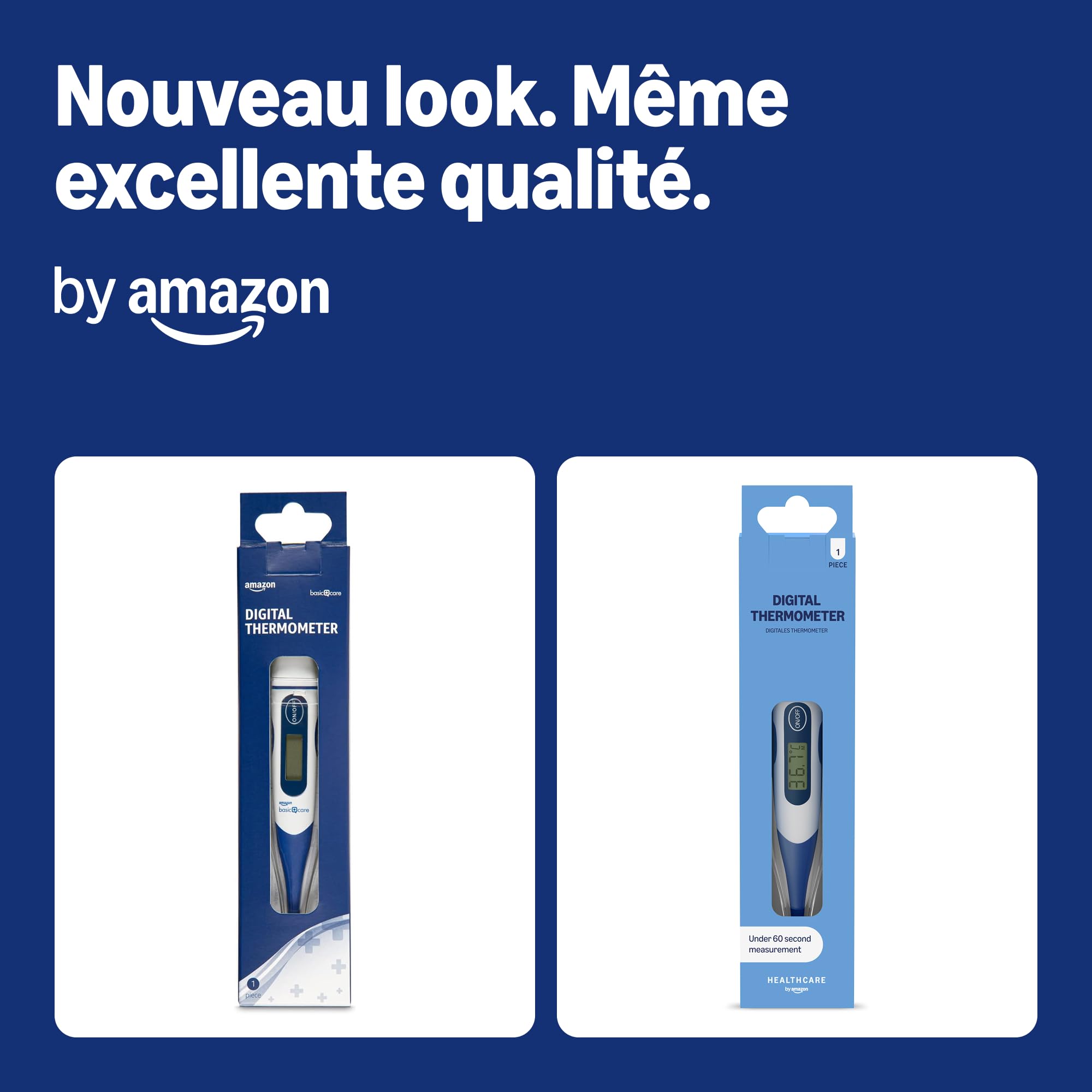 Healthcare By Amazon - Thermomètre numérique, Bleu (Anciennement une marque Amazon Basic Care, même produit) - L'emballage peut différer