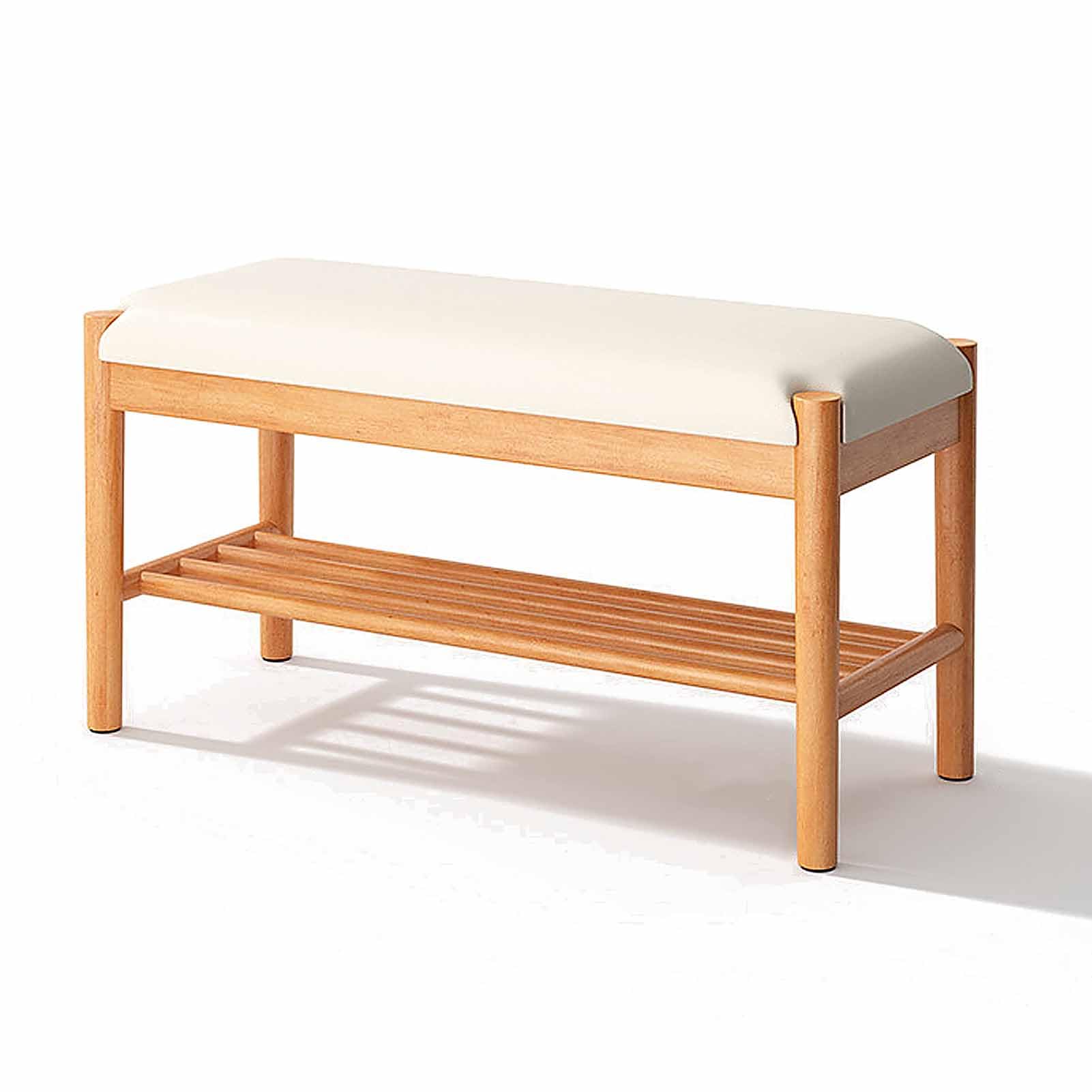 Banc en bois d'intérieur avec rangement chaussures gain de place
