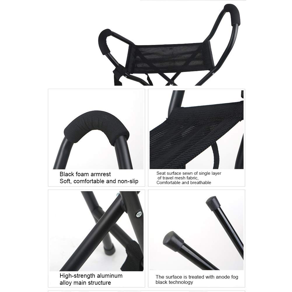 Asiento de Caña Plegable Portátil, Taburete de Viaje Liviano con Bastón Integrado para Personas Mayores y Caminatas