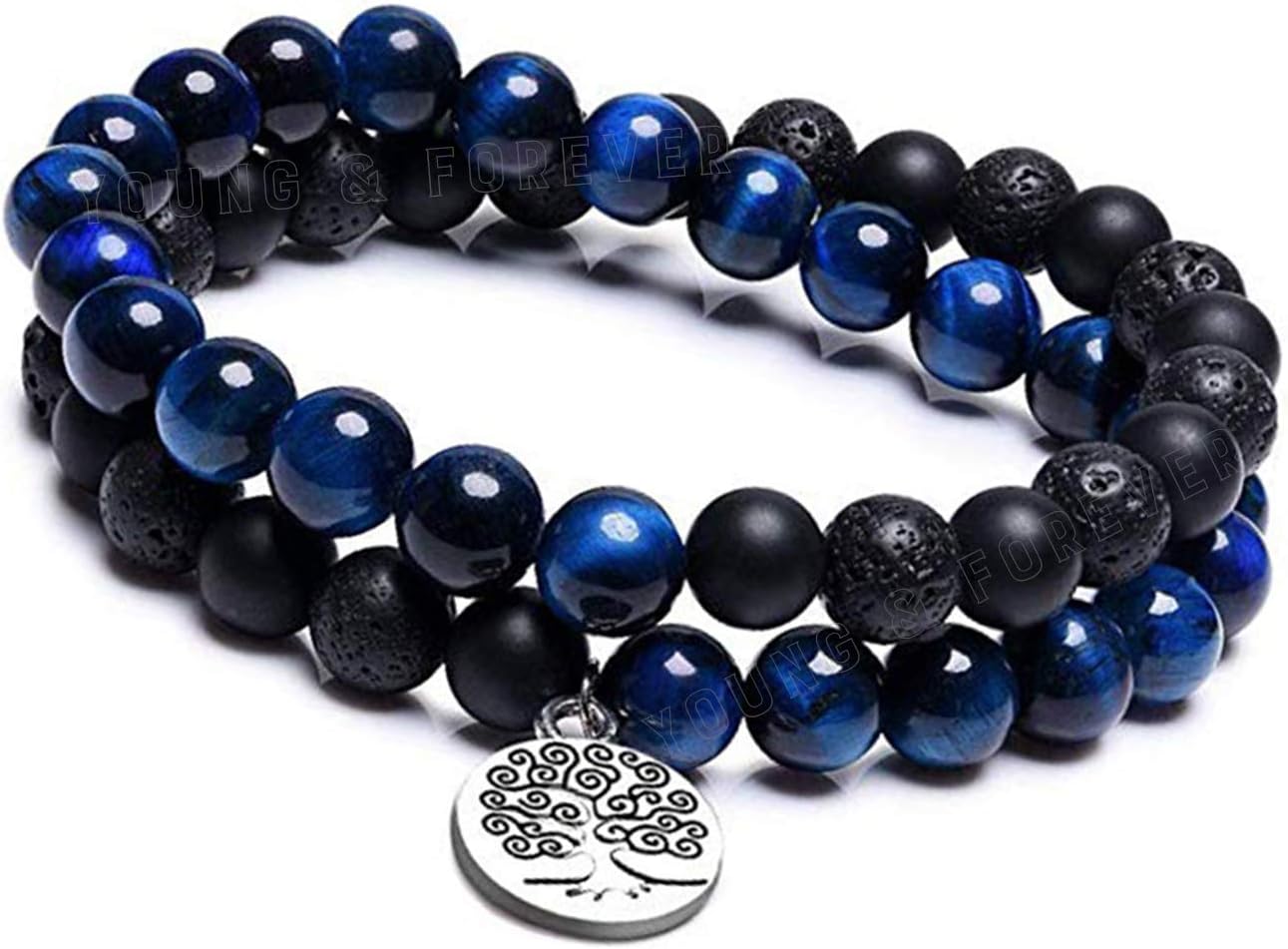 Young & ForeverGift Mens Fashion Best Friend Accessories Friendship Gifts Crystal Beads Jewellery Hand bracelet for Men women girls couple boys Birthday Gift