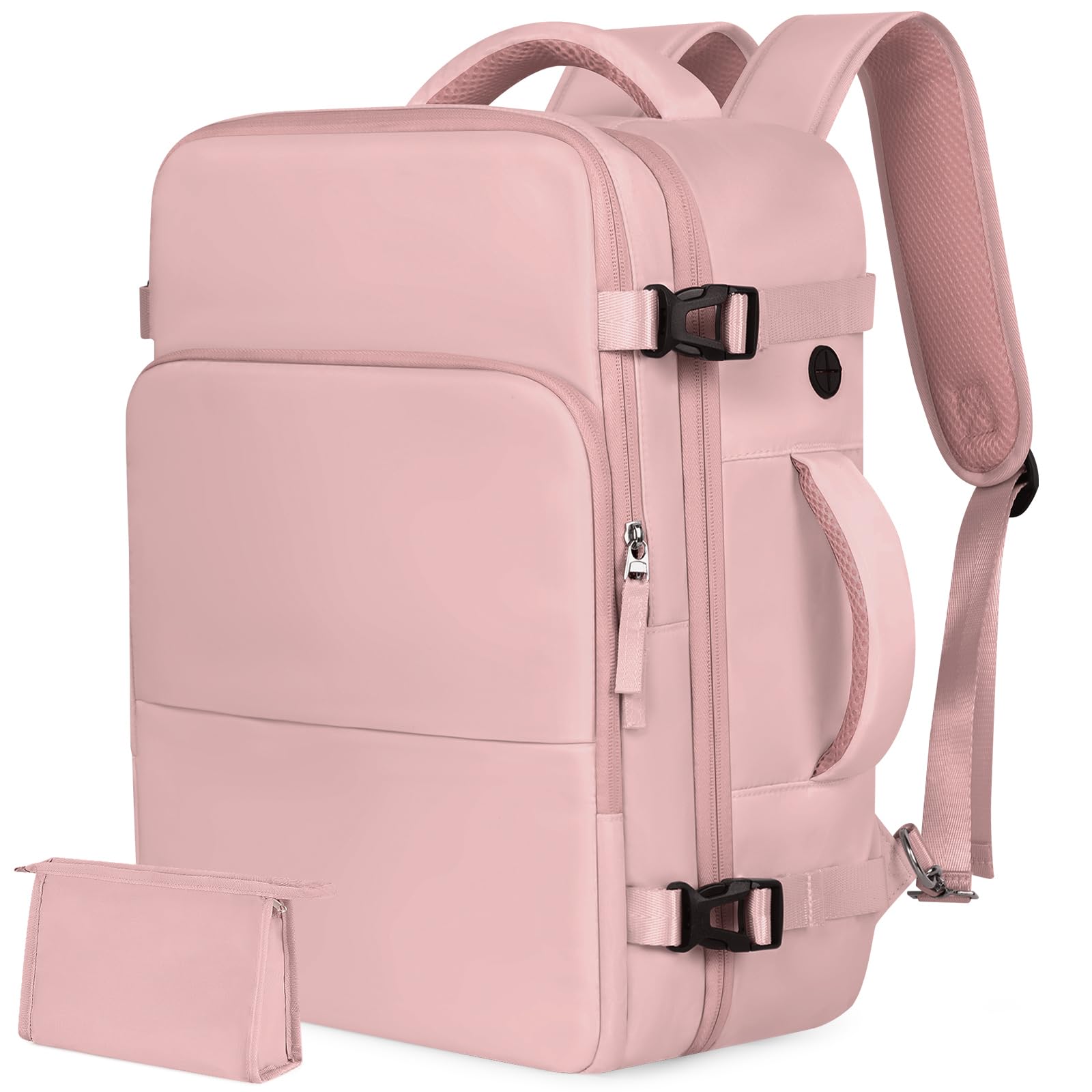 Travel Backpack for Women Men, TSA Friendly Carry-on Backpack Airline Approved, Personal Item Bag on Airplanes, Travel Essentials Must Haves, Pink