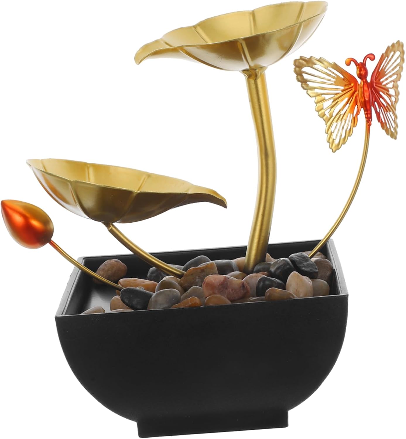 Indoor Waterfall Fountain Decoration with Leaf Design Tabletop Water Feature for Air Humidification with Natural River Rocks Cozy Ambiance