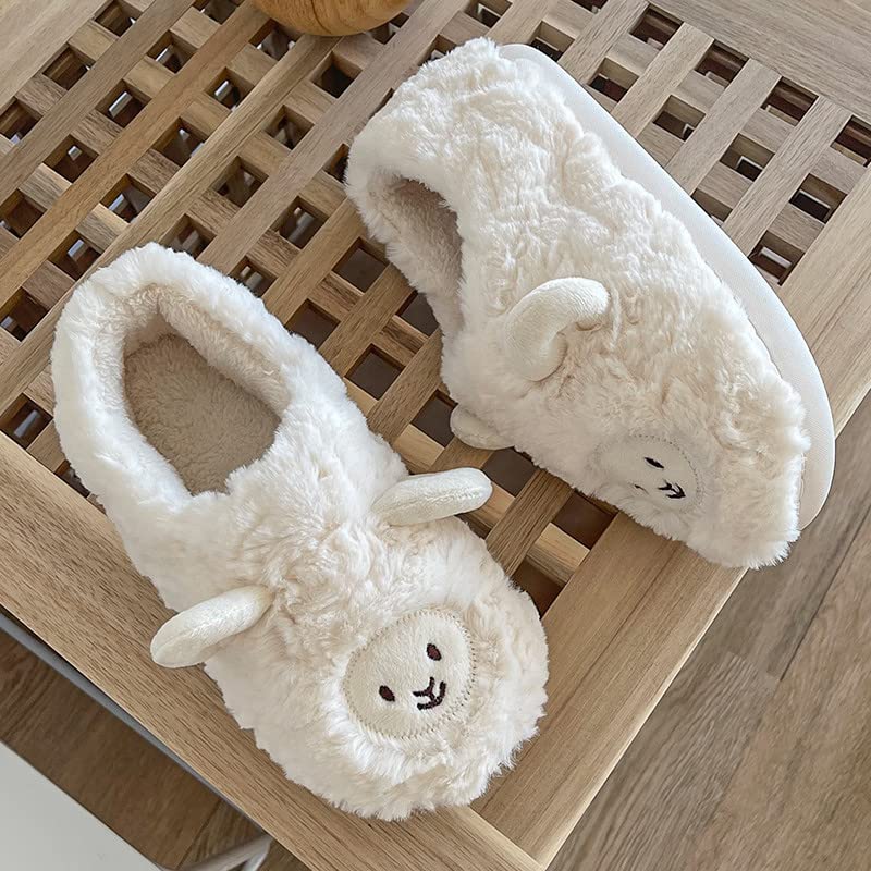 Women Warm Slippers Fall Winter Lamb Fuzzy House Shoes Cute Animal Ear Decor Indoor Plush Slipper Thick Thermal Slip on Booties4