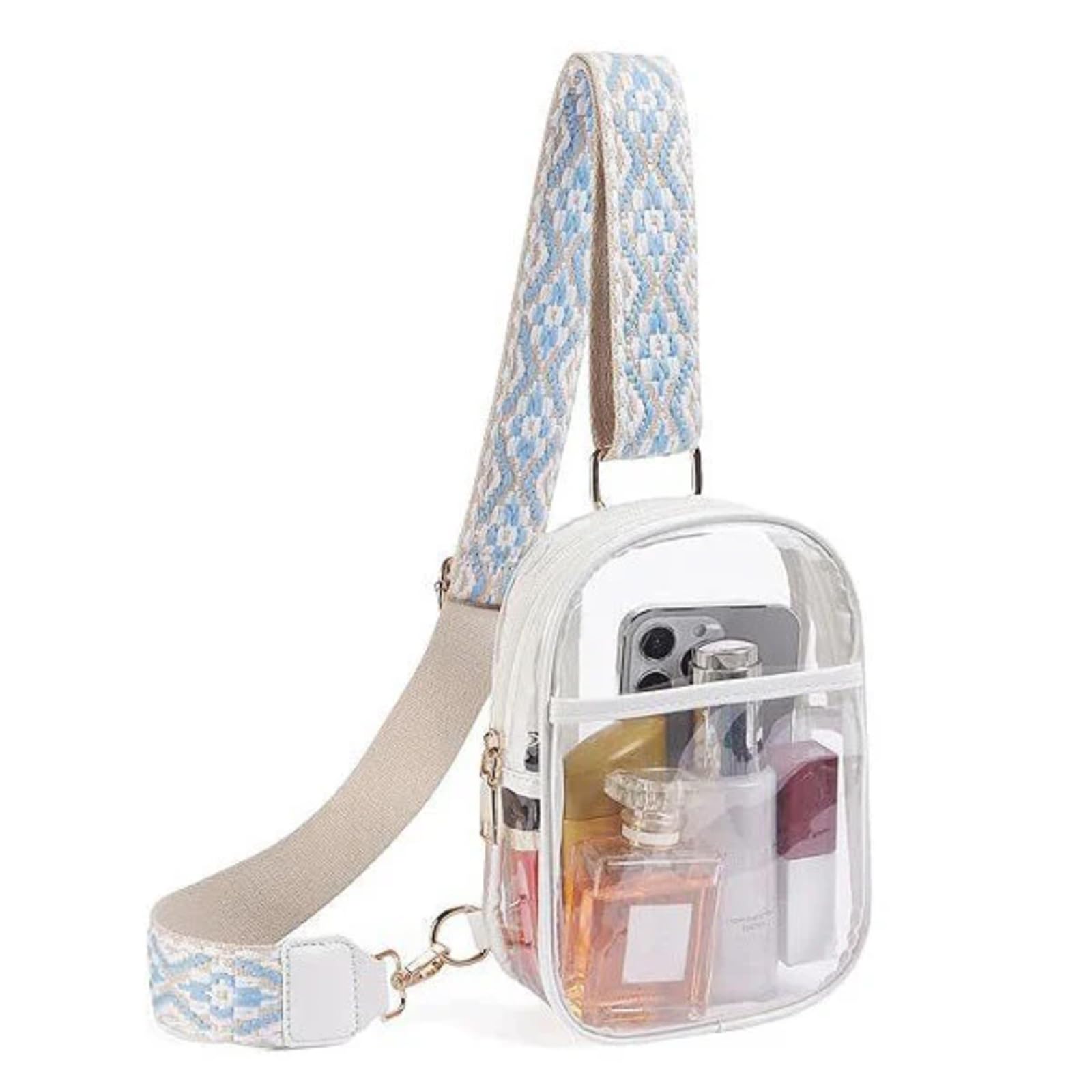 Bpoeee Women's White Transparent Pvc Shoulder Bag, Clear Crossbody Bag, Clear Purses For Stadium Crossbody (White)