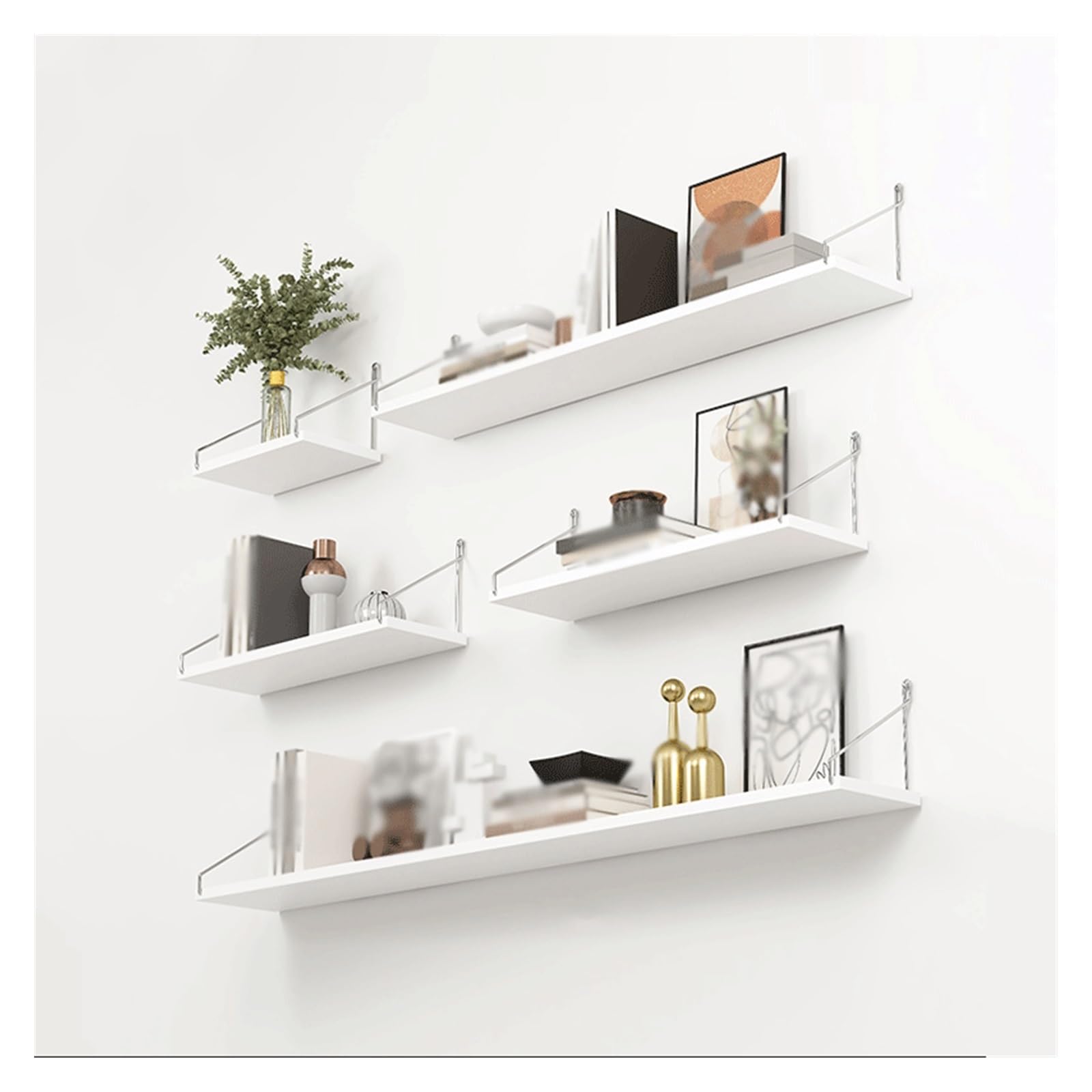 LICONG-2019 Shower Caddy 5-Piece Wall Mounted Shelves Wall Decorative Partitions Bookshelves Without Holes on The Wall Storage Shelves