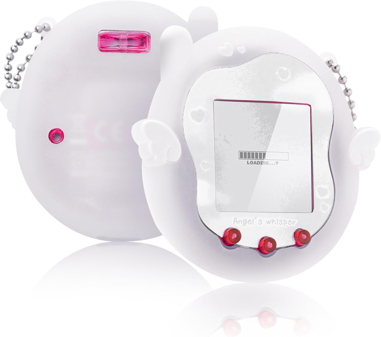 Kuitmor Cute Ethereal Case Compatible with Tamagotchi Uni, Semi-Transparent Frosted Silicone Cover, Cute Protective Skin with Stickers and Beaded Chain Accessories