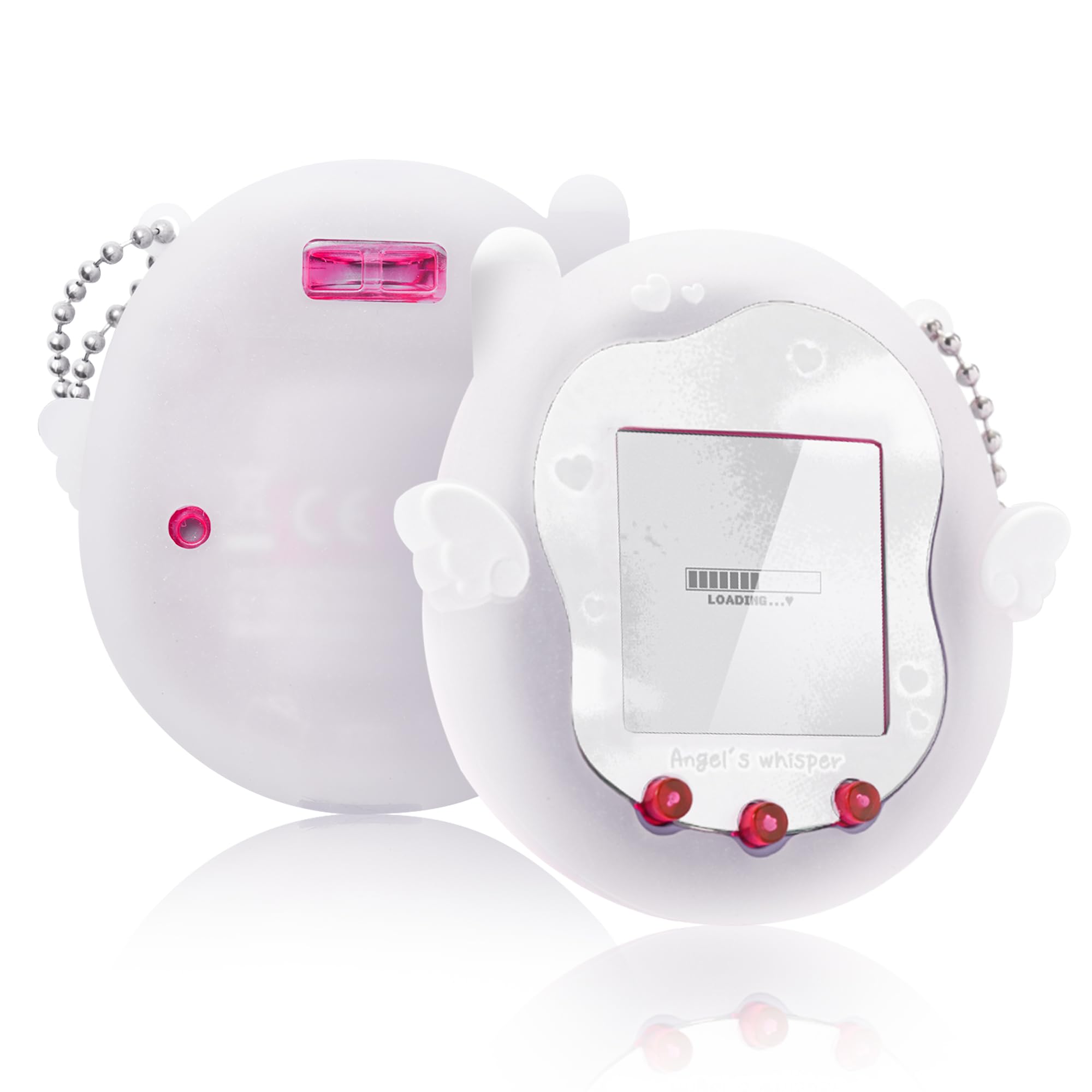 Cute Angel Whisper Ethereal Case for Tamagotchi Uni, Semi-Transparent Frosted Silicone Cover, Cute Protective Skin with Stickers and Charm Accessories