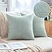 MIULEE Lot de 2 Housses de Coussins Tissu Laine Artificielle et Polyester Rayures Moderne Doux Lisse Confortable Taie d'oreiller à Salon Chambre Canapé Vert Clair 40x40CM